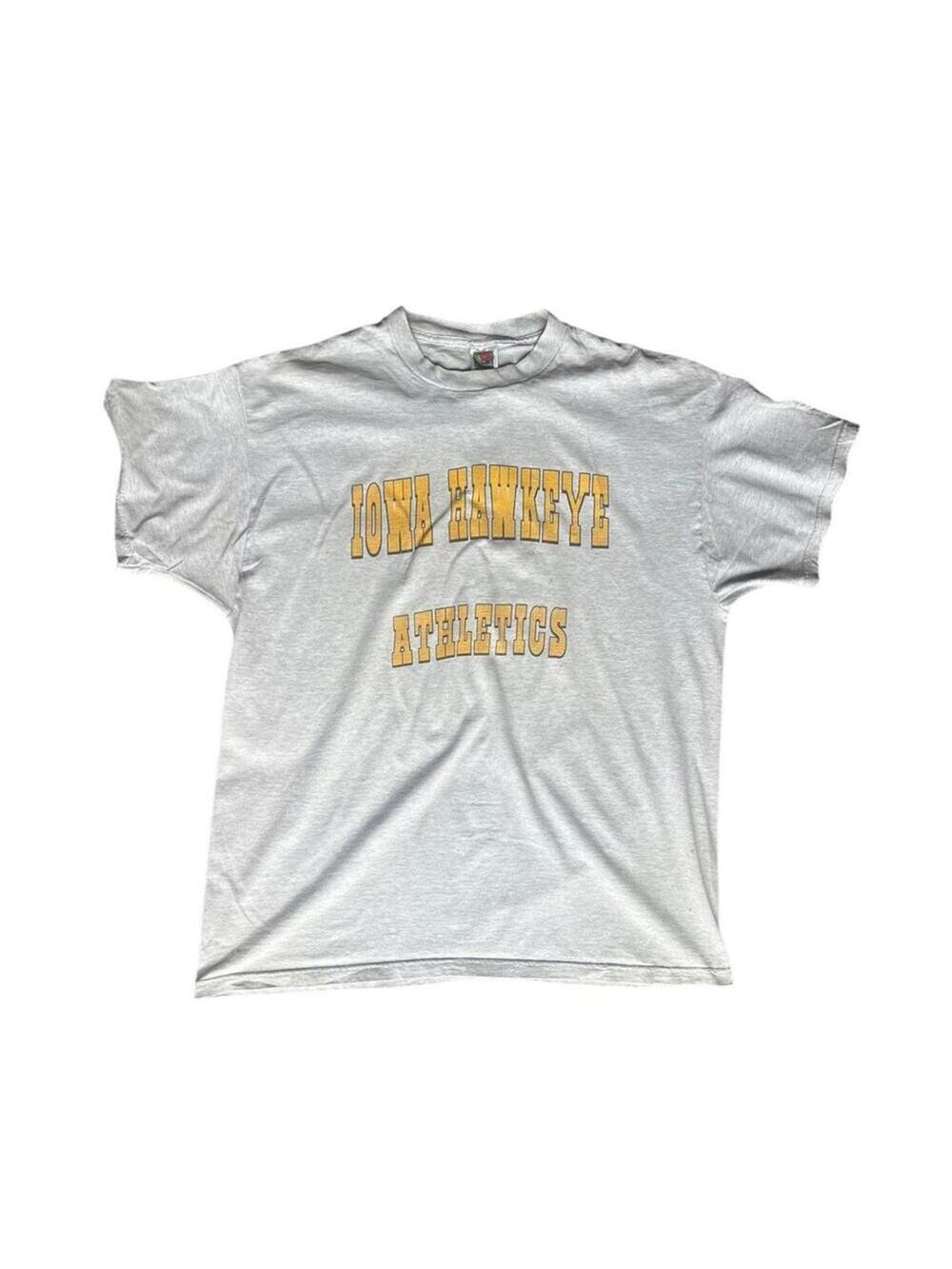 VINTAGE Iowa Hawkeyes Athletics Shirt Mens XXL Gray Yellow Fruit Of The Loom 90s